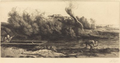 Tekneli Manzara, 2. plaka (Paysage au bateau) by Alphonse Legros