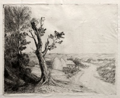 Strawstacks ile manzara. by Alphonse Legros