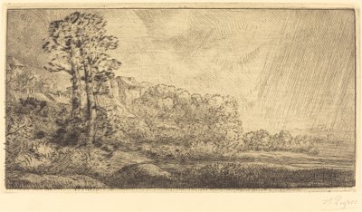 İki Ağaçlı Manzara by Alphonse Legros