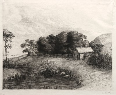 Gölet ile Manzara. by Alphonse Legros