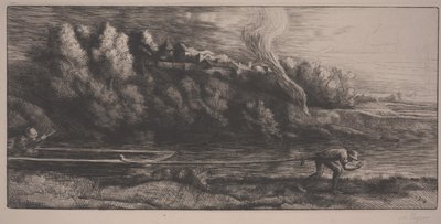 Tekne ile manzara (gravür) by Alphonse Legros