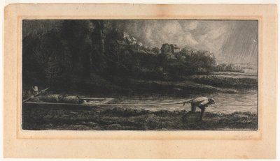 Tekne ile Manzara. by Alphonse Legros