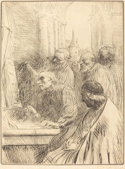 Kilisedeki Rahipler (Les moines a l'eglise) by Alphonse Legros