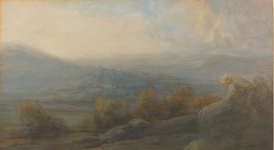 Sağda İki Figürlü Dağ Manzarası, 1905. by Alphonse Legros