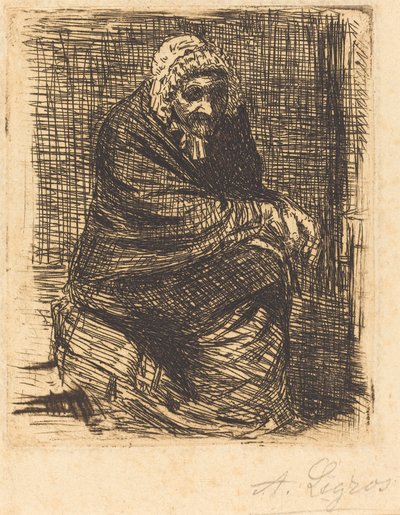 Yaşlı Kadın Oturan by Alphonse Legros