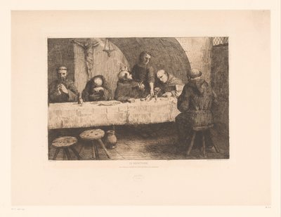 Dua eden rahiplerle yemekhane Le réfectoire (nesne üzerindeki başlık) by Alphonse Legros
