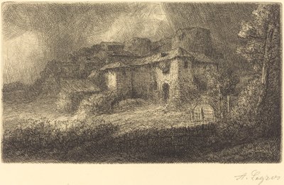 Bir Şato Harabeleri Kalenin kalıntıları. by Alphonse Legros