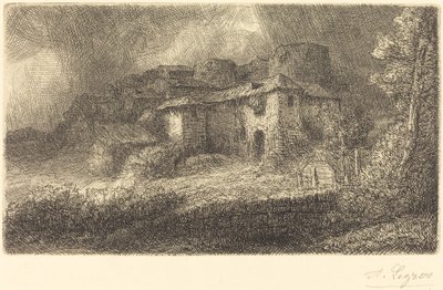 Bir Şato Harabeleri Şato kalıntıları. by Alphonse Legros
