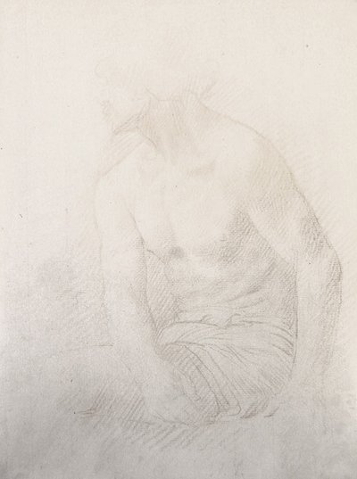 Oturan Erkek Çıplak (kağıt üzerinde kahverengi tebeşir) by Alphonse Legros