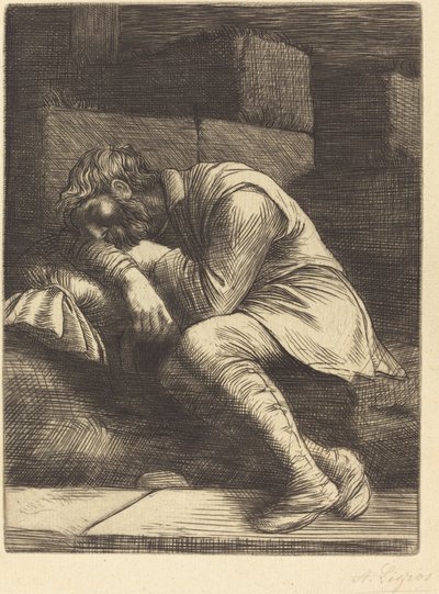 uyuyan dilenci by Alphonse Legros