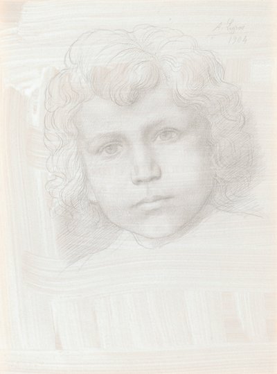 Bir Kızın Aşk Tanrısı Kafası Çalışması, 1904. by Alphonse Legros