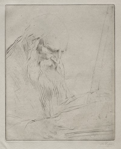 Bir Adam Okuma Çalışması by Alphonse Legros