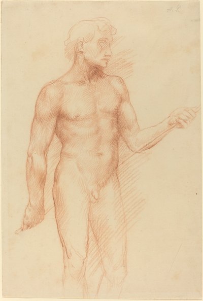 Çubuğu Arkadan Tutarak Bir Adamın Figürünün İncelenmesi by Alphonse Legros