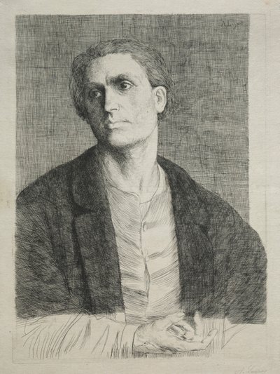 Bir Mans Head Çalışması. by Alphonse Legros