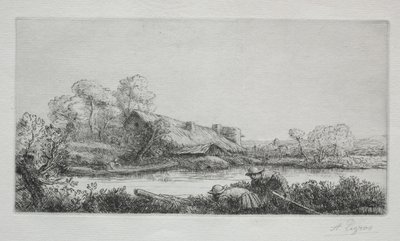 Nehirdeki Çiftlik (La Ferme Sur La Rivière: Akşam Etkisi) by Alphonse Legros