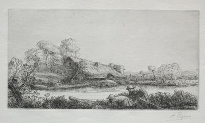 La Ferme Sur La Rivière Nehri Üzerindeki Çiftlik: Akşam Etkisi. by Alphonse Legros