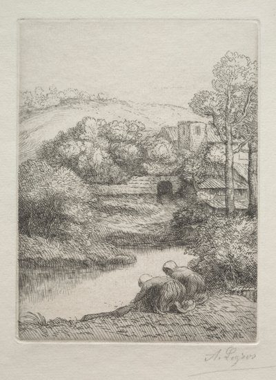 Çamaşır Kadınları Le Lavoir, Dite Les Laveuses olarak adlandırılan Çamaşırhane. by Alphonse Legros