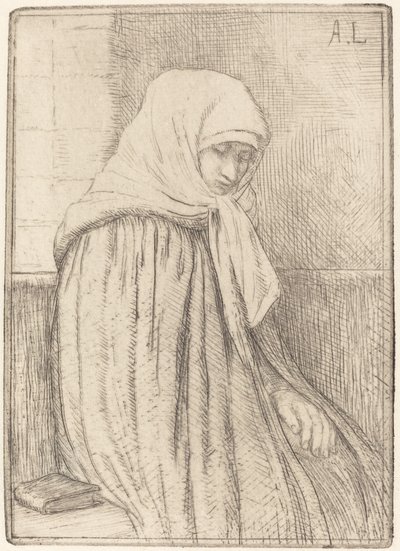 Kilisede Oturan Genç Köylü by Alphonse Legros