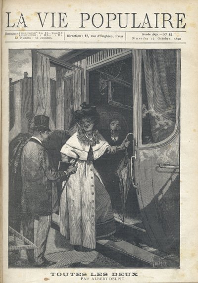 Bir istasyonun peronunda trene binen bir kadın ve bir erkek arasındaki veda. Alfons Maria Mucha