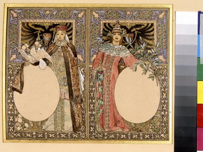 Bir kitabın illüstrasyonu (masal veya efsaneler). Alfons Maria Mucha