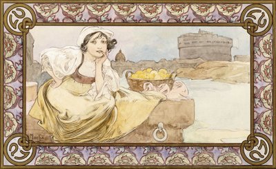 İtalyan Kız, 1900 by Alphonse Mucha