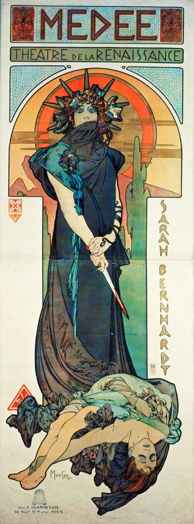 Medea, Sarah Bernardt ile by Alphonse Marie Mucha