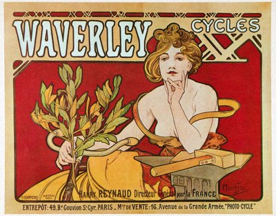 Poster reklamı Waverley döngüleri by Alphonse Mucha