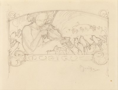 Keman Çalan Kadının İncelenmesi, by Alphonse Mucha