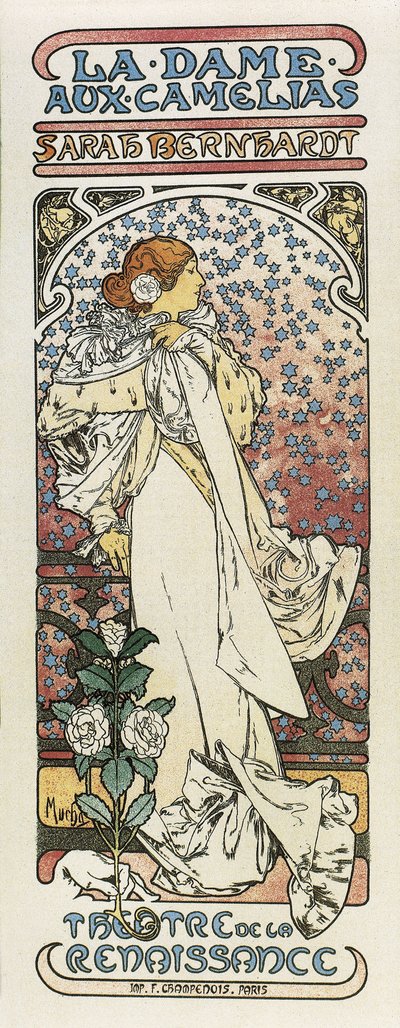 Kamelyaların Hanımı (La dame aux camelias). 1896 (litografi) by Alphonse Mucha