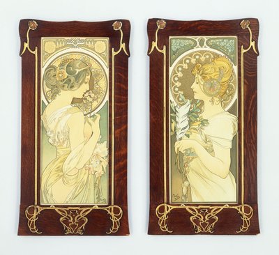 Primrose ve Tüy; Bahar ve Tüy, 1899 by Alphonse Mucha