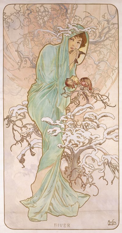 Kış mevsimi; Hiver, c.1896 by Alphonse Mucha