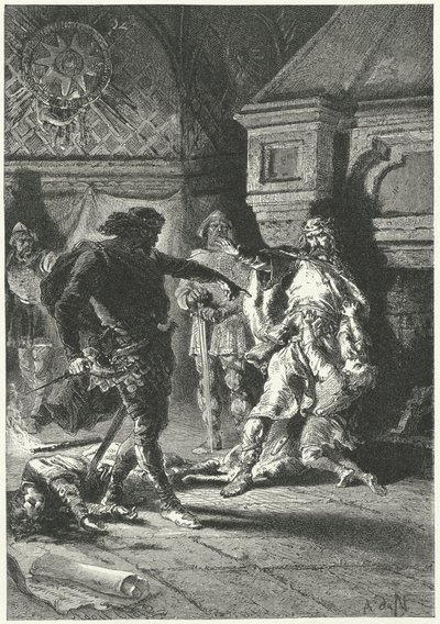 Clovis, Frankların Kralı olarak vasiyetini dayatıyor (gravür) by Alphonse Marie de (after) Neuville