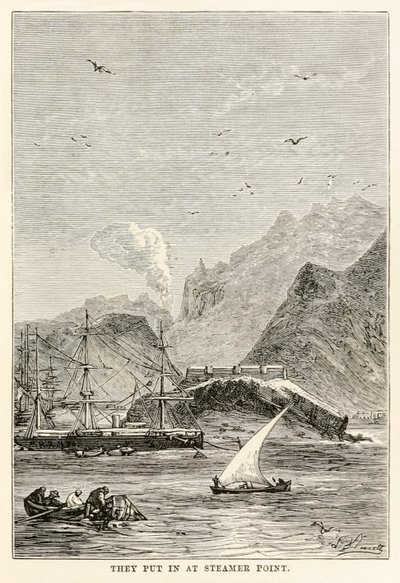 Louis Dumont (d. 1822) tarafından oyulmuş Jules Verne (1828-1905) tarafından "Seksen Günde Devriye" adlı eserinden Steamer Point