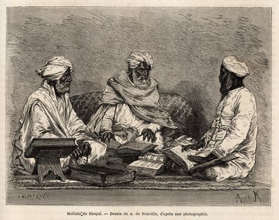 Les mollas de la cami de Bhopal, Müslüman dininin tartışmalı noktalarının tam bir tartışmasında, A. de Neuville