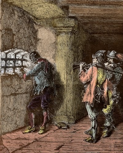 Demir Maskeli Adam - Temsil du masque de Fer (ö. 1703) Sainte Marguerite adasında hapsedildi by Alphonse Marie de Neuville