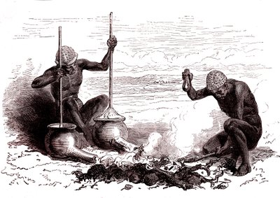 Latuka kabilesinden yerli demirciler. Güney Sudan by Alphonse Marie de Neuville