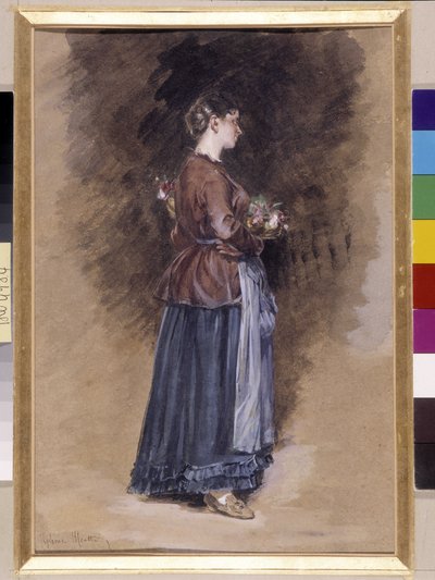 Çiçek sepetli çiftlik evi Resim Alphonse Moutte (1840-1913), cm 27x18 dimi Zorunlu söz: Koleksiyon kuruluşu Provence, Marsilya