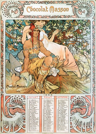 1898 yılının Yetişkin Takvimi sayfası Alphonse Mucha