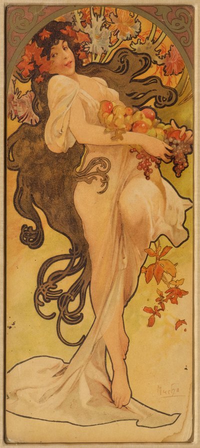 Les Saisons Serisinden Sonbahar, c. 1900. by Alphonse Mucha