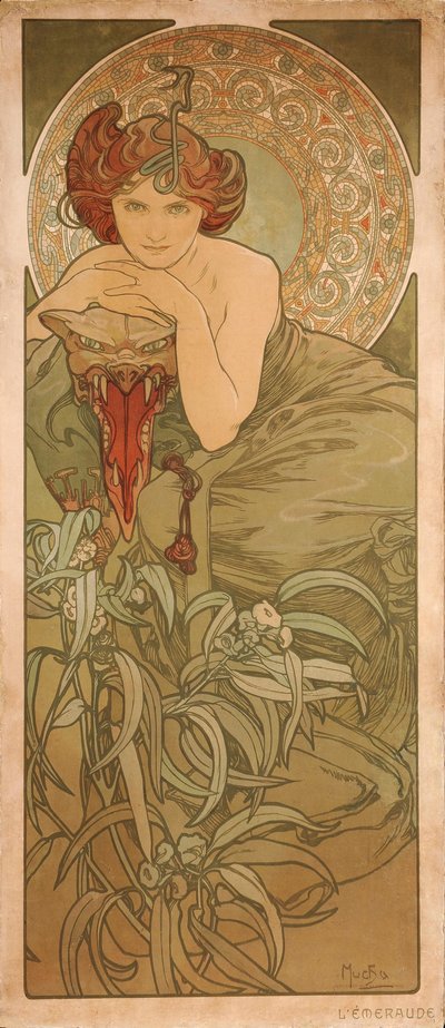 Zümrüt diziden Taşlar by Alphonse Mucha