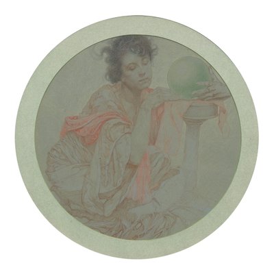 Kristal Küre ile Falcı. by Alphonse Mucha