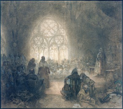 Georg von Podebrad u. Papstlegat F. de Valle, 1462 by Alphonse Mucha