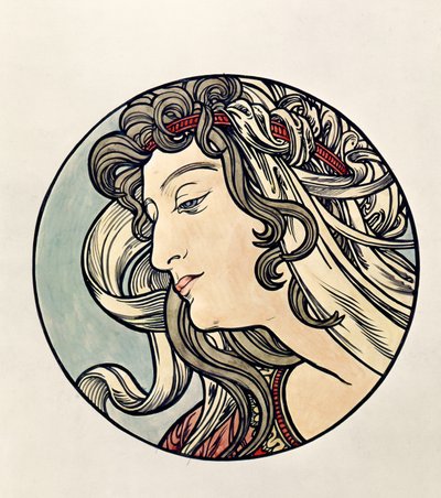 Bir Kadının Başı by Alphonse Mucha