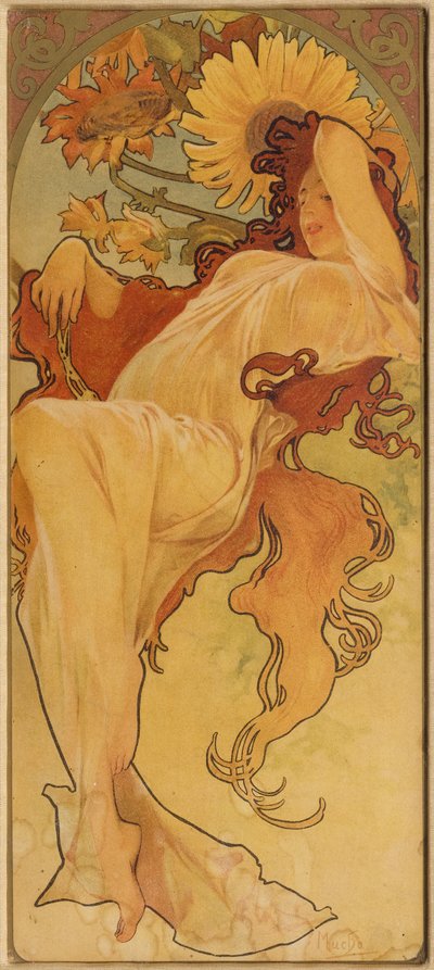 Les Saisons Serisinden Yaz, c. 1900. by Alphonse Mucha