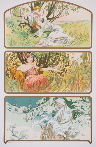 Üç Mevsim, c. 1898. by Alphonse Mucha