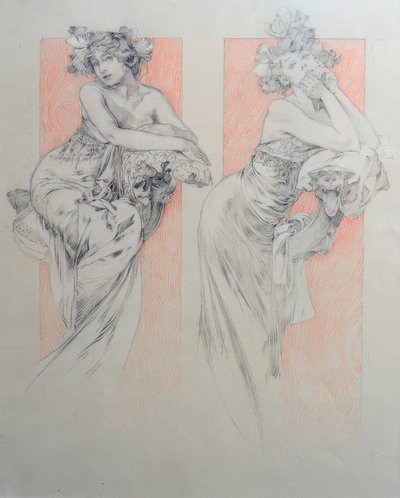 Tablo 12 için ön çizim by Alphonse Mucha