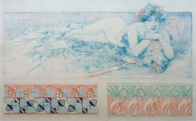 Tablo 4 için ön çizim by Alphonse Mucha