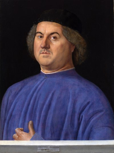 ""Portrait of a Man"" Mavi bir tunik giymiş Bourgeois - Alvise Vivarini