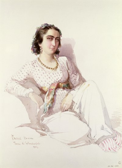Hadice Hanim - lady from Istanbul, 1852 by Amadeo Preziosi