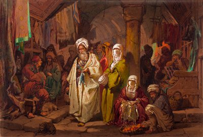 Büyük Çarşı (çarşı,marş doğu) - Kapalıçarşı - Yazan Amedeo Preziosi (1816-1882) Kağıt üzerine suluboya (45,5x67cm) - Pera Müzesi, İstanbul by Amadeo Preziosi